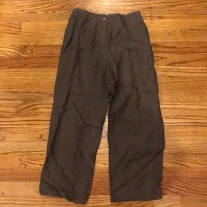 Brown linen straight leg pants